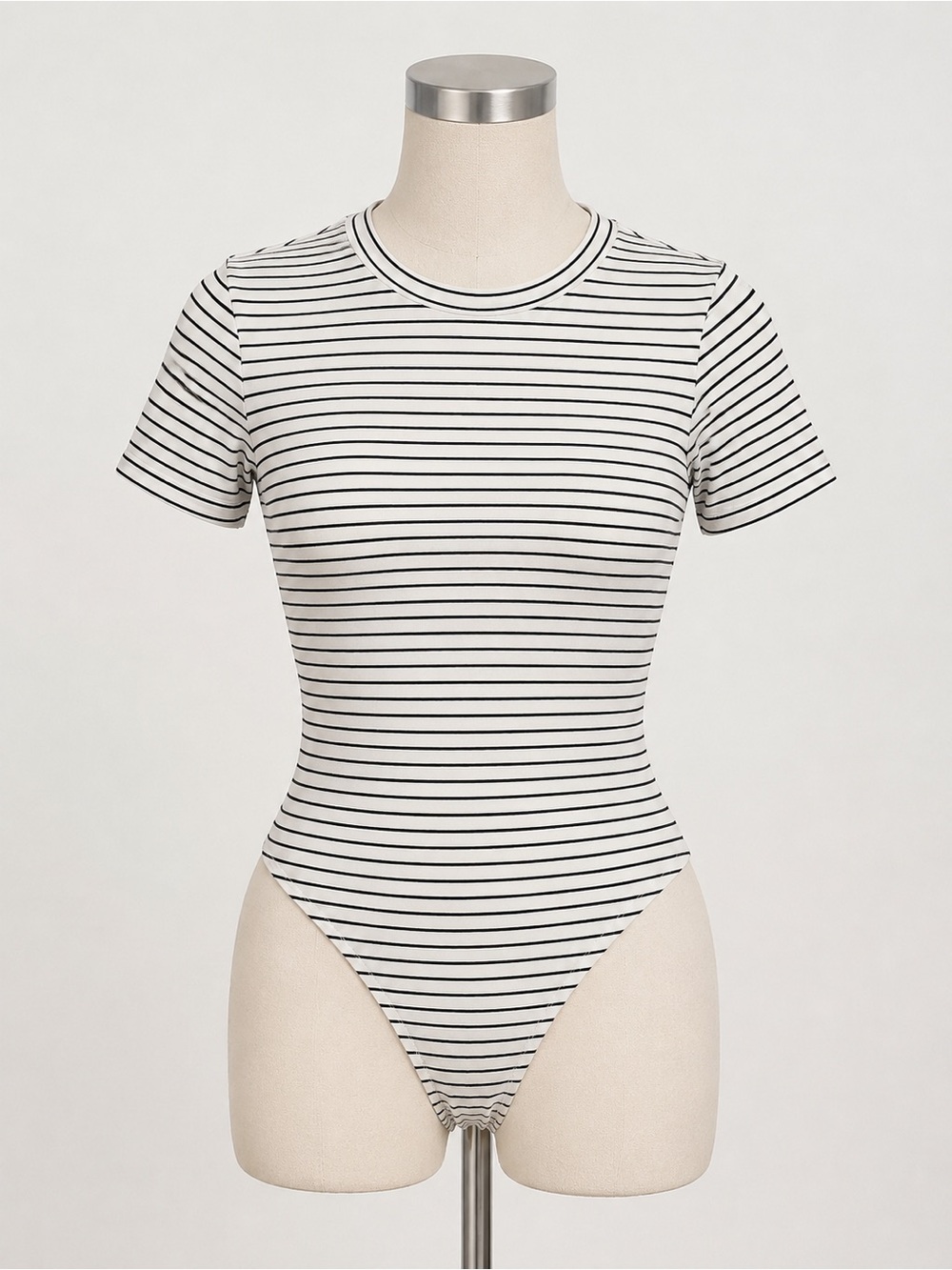 Pink Lily Black and White Striped Crewneck Bodysuit